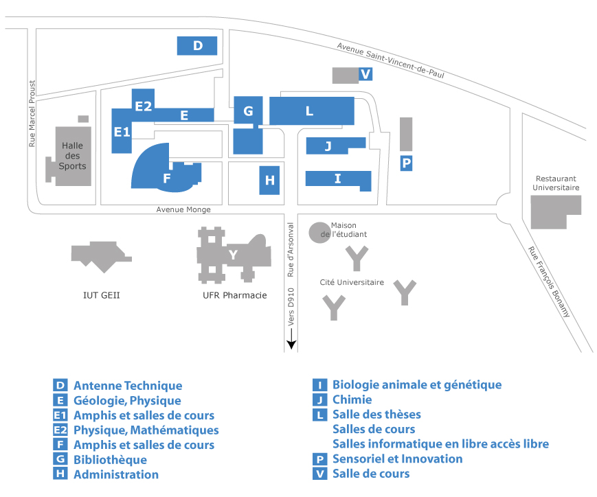 Plan d'accès à l'Université de Tours